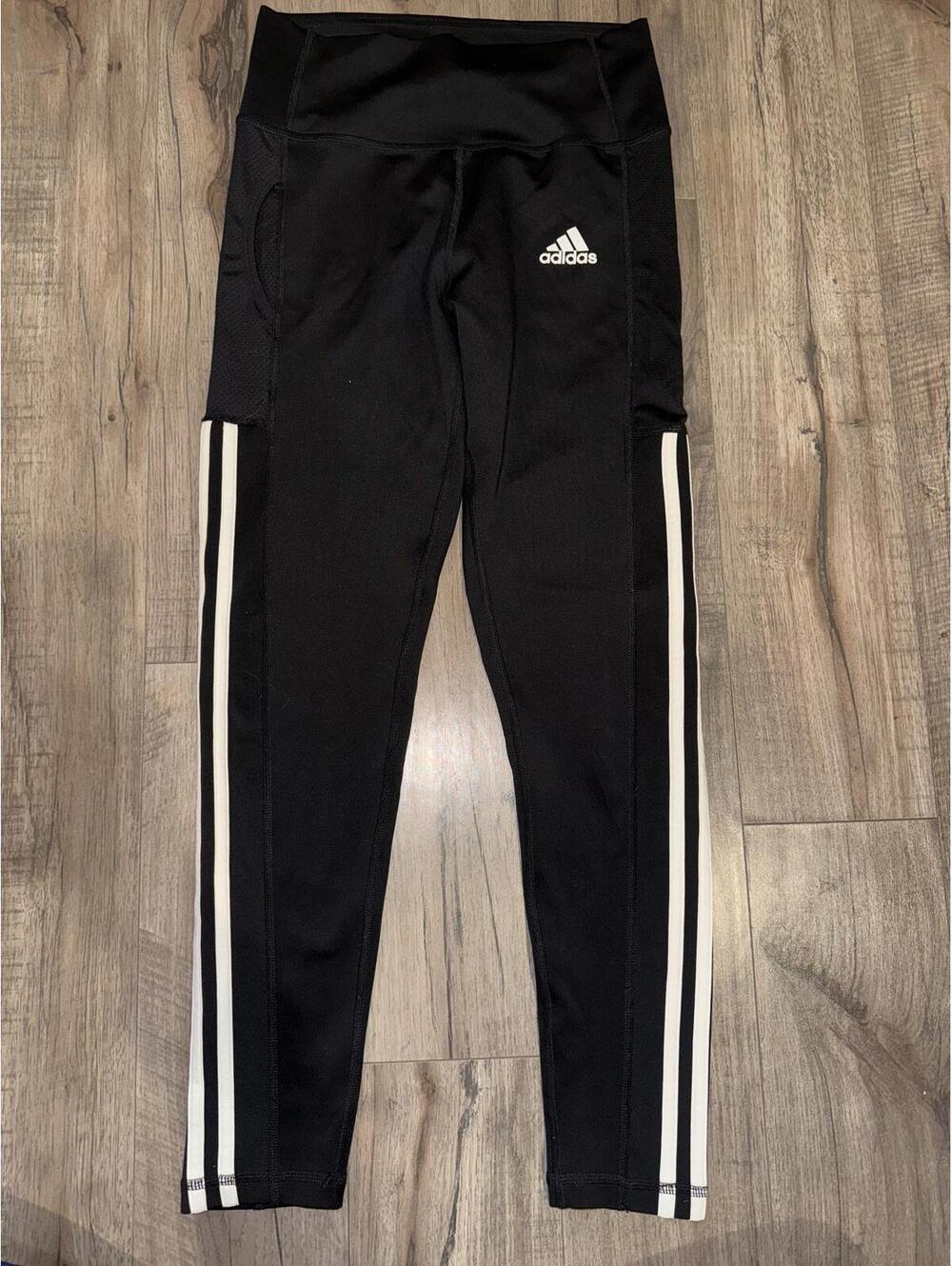 Adidas Women Legging Aeroready 3 Stripes Small Soccer Running Pants‎ Track Black